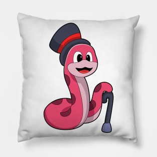 Snake as Gentleman with Hat & Walking stick Pillow