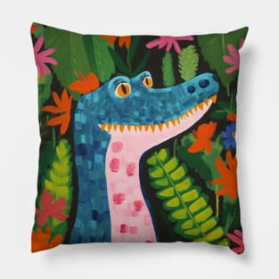 Crocodile and flowers Pillow