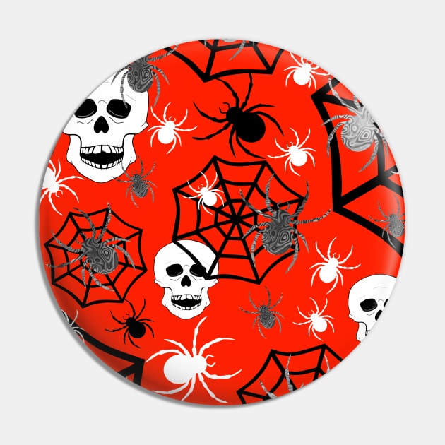 FRIGHT Night Horror Happy Halloween Skulls Pin by SartorisArt1