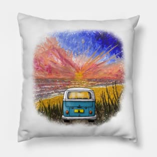 Sunset Camper (Blue) Pillow