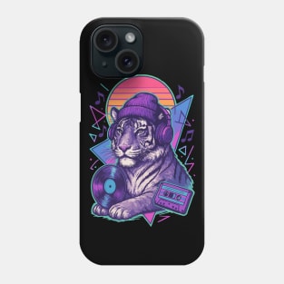Tiger With Headphones Retro Music Vaporwave Phone Case