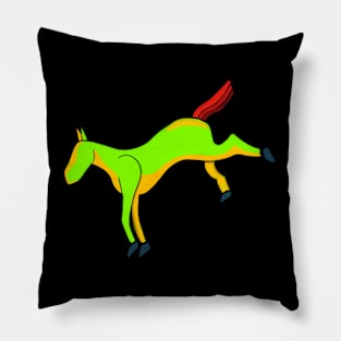 Greenish horse with shades of red on the tail Pillow