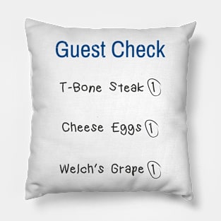 Guest Check T-bone Steak Cheese Eggs Welch’s Grape Pillow