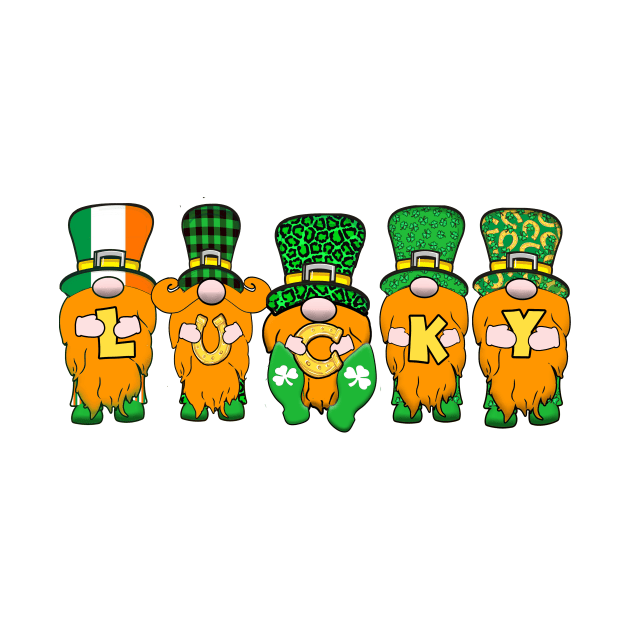 5 Cute Irish Gnomes Leprechauns Lucky Green Shamrocks by Kdeal12