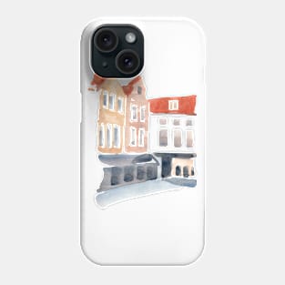 Two old houses in the of street of Bruges, Belgium. Phone Case