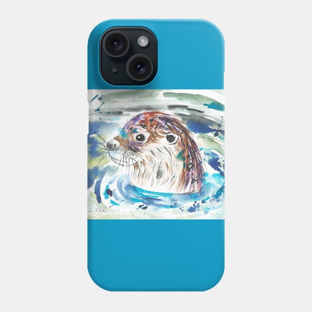 Swimming Otter Phone Case by Casimirasquirkyart