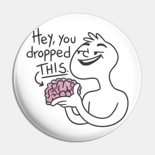 Cartoon man holding brain Pin