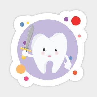 Hero Tooth Warior With Sword Kawaii Cute Design Magnet