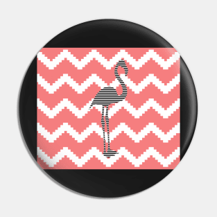 Flamingo - abstract geometric pattern - pink, black and white. Pin