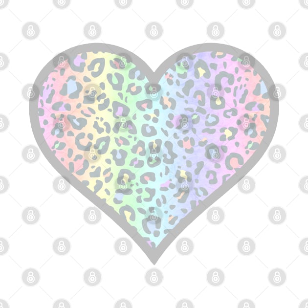 Pastel Rainbow Leopard Print Heart by bumblefuzzies