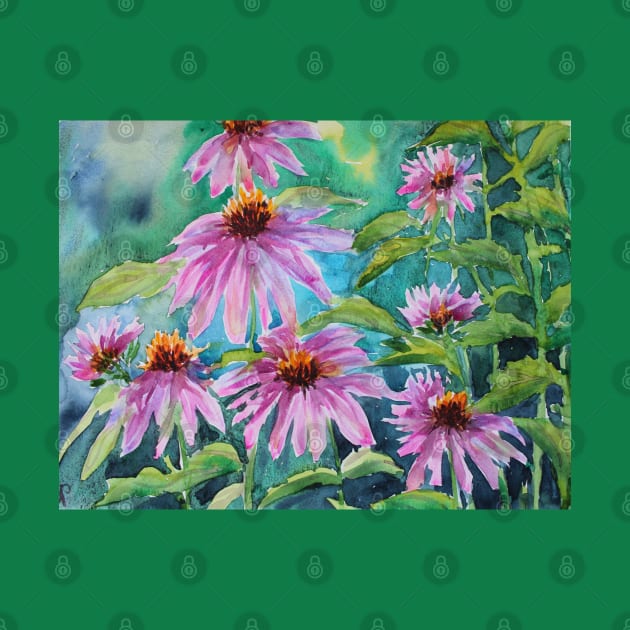 Echinacea Watercolor Painting by SvitlanaProuty