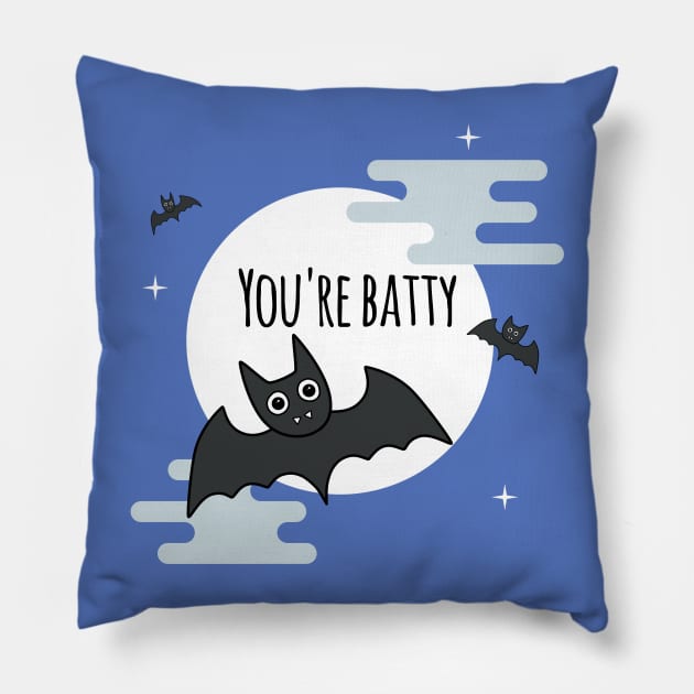 'You're Batty' Pillow by bluevolcanoshop@gmail.com