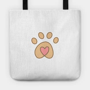 Dog Paw Color Heart Tote