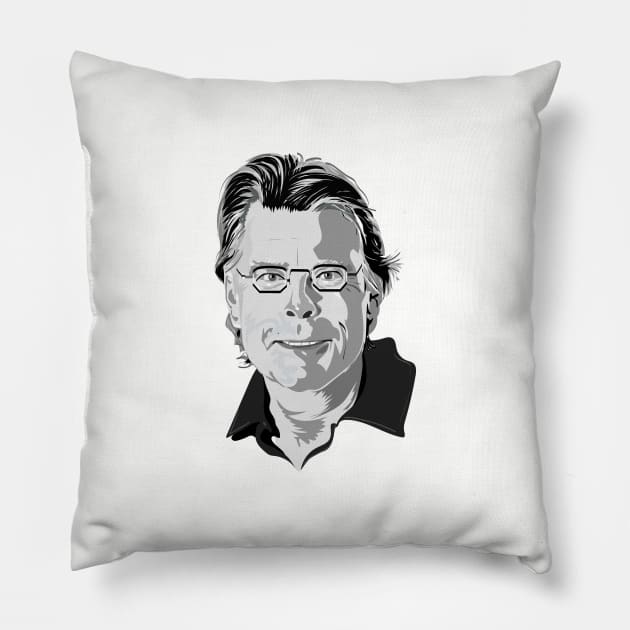 Portrait of Stephen King Pillow by Slownessi