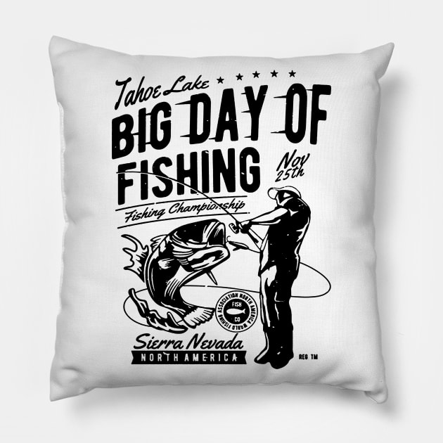 Big Day Of Fishing Pillow by JakeRhodes