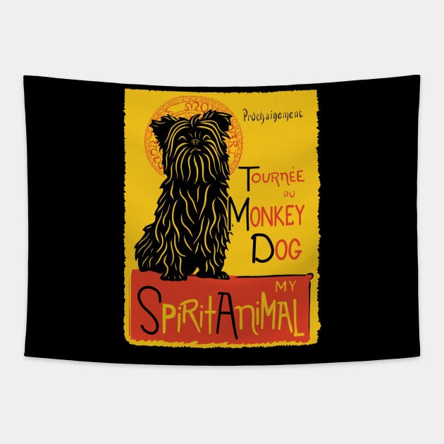 Funny Affenpinscher Cute Dog Chat Noir Mashup Art Tapestry by Get Hopped Apparel