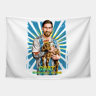 Illustrating Lionel Messi, the GOAT of Football Tapestry