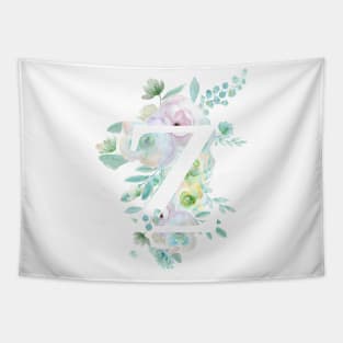 Botanical alphabet Z green and purple flowers Tapestry