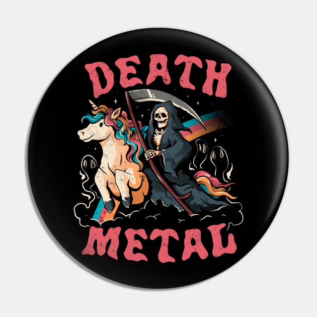 Death Metal - Cute Evil Skull Unicorn Gift Pin by eduely