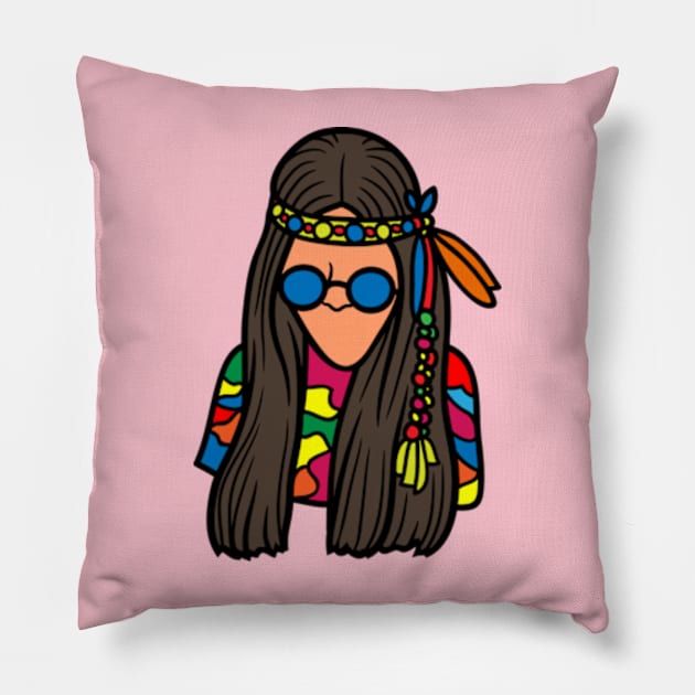 Hippie Soul in meditation Pillow by Retro Comic Books