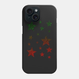 Christmas Red Green Ombre Faux Glitter Stars Phone Case