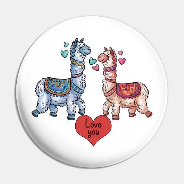 Valentines ALPACA Love you - Happy Valentine's day Pin by KrasiStaleva