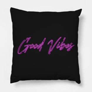 Neon Good Vibes Sign Art Pillow