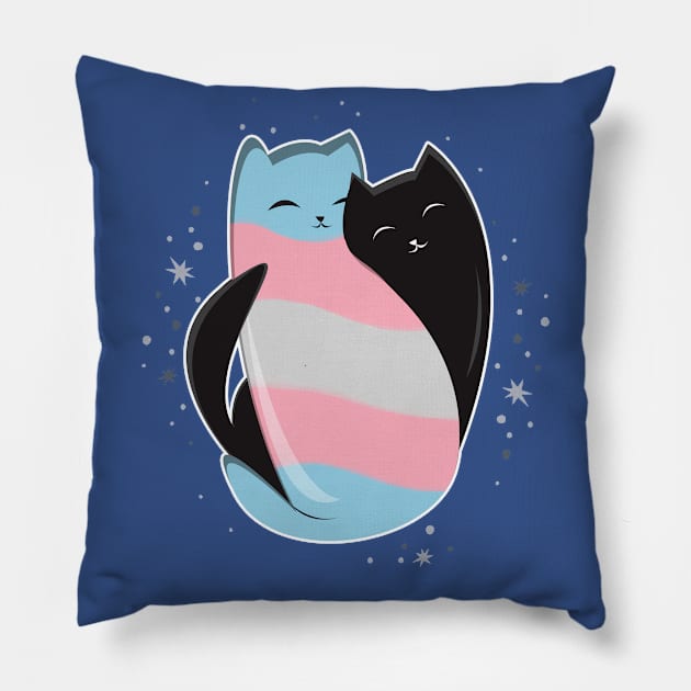 Transgender Cat LGBT Pride Flag Pillow by Psitta