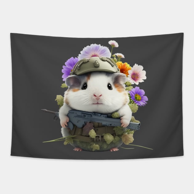 The smiling hamster soldier Tapestry by EUWO