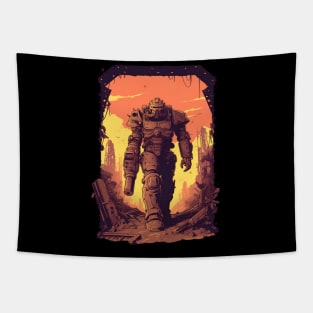 Heavily Armored Warrior - Post Apocalyptic Tapestry