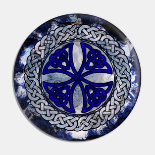 Blue Celtic Shield Knot on Marble Pin