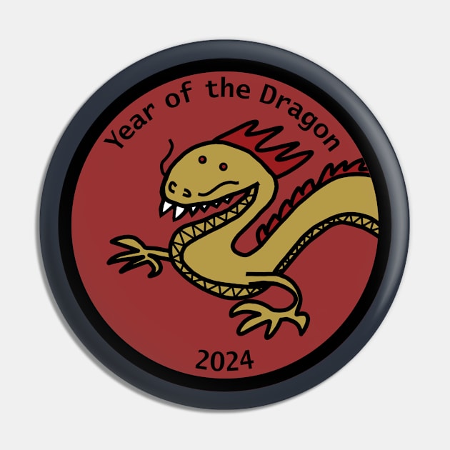 Year of the Dragon 2024 Portrait Pin by ellenhenryart