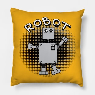 Robot Text Dark Patterned Background Pillow