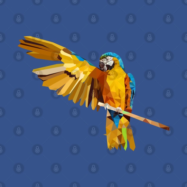 Low poly yellow parrot, macaw bird geometric by Origami Fashion