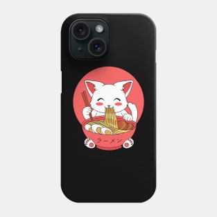 Kawaii Cat Eating Ramen Phone Case