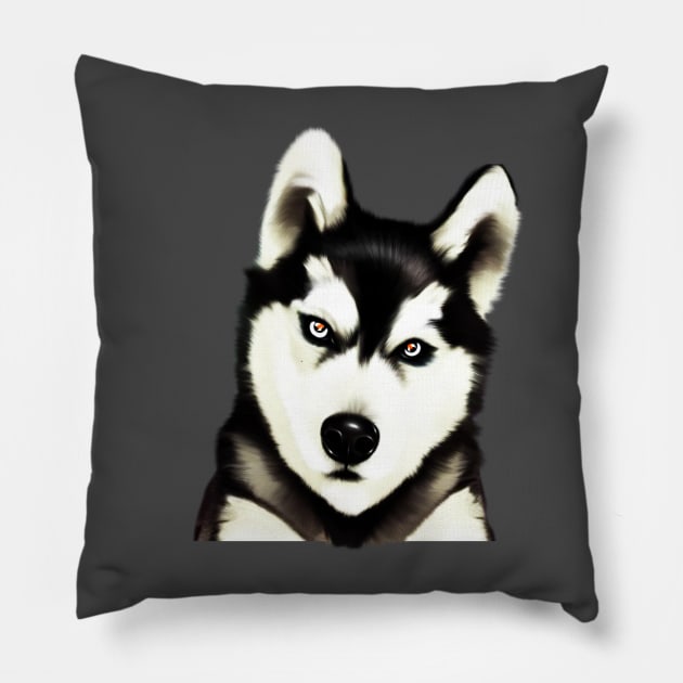 Husky Dog Face, Love Huskies, Dog Lover Pillow by dukito