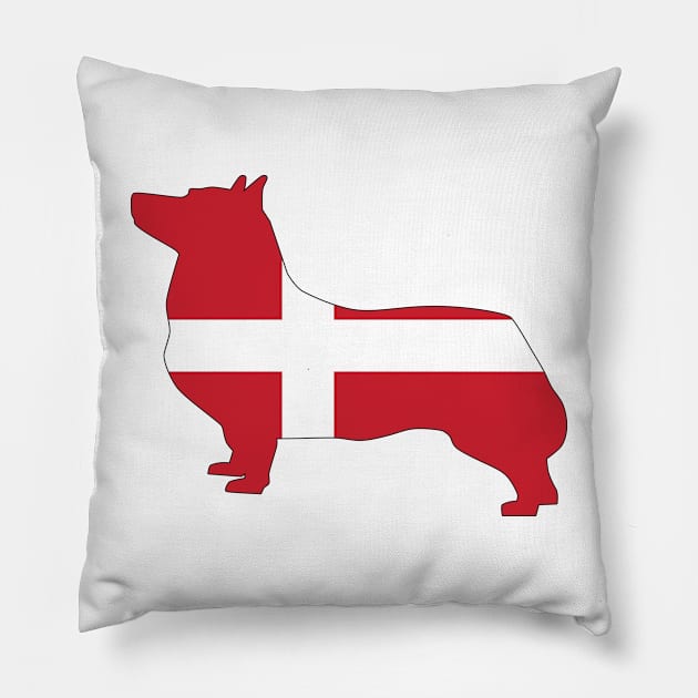 Swedish Vallhund Denmark Flag Filled Pillow by DPattonPD