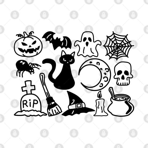 Halloween Stuff Spooky Pumpkin, Skull, Witch, Bats, Cats, Ghost, Zombies & Spider - Halloween Costume Gift by Art Like Wow Designs