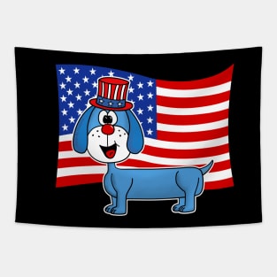 4th July Dachshund Dog American Flag Tapestry