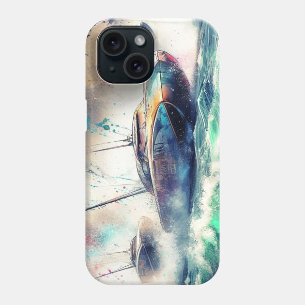 Artistic illustration of high speed boats on the water Phone Case by WelshDesigns