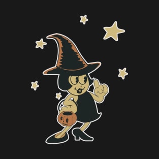 Little witch girl with Halloween T-Shirt