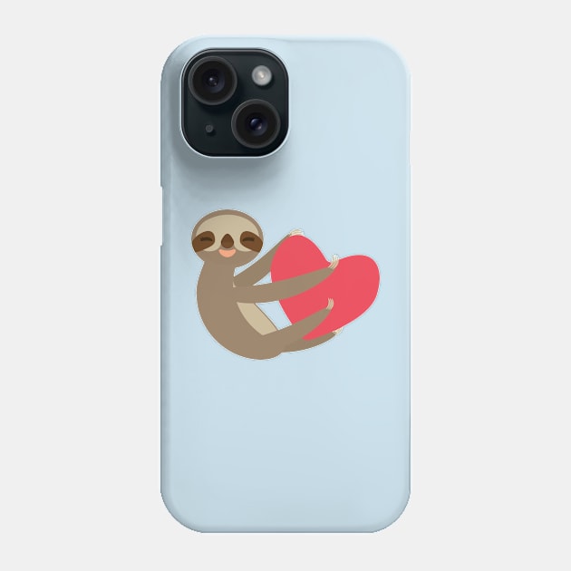 Cute sloth with red heart Phone Case by EkaterinaP