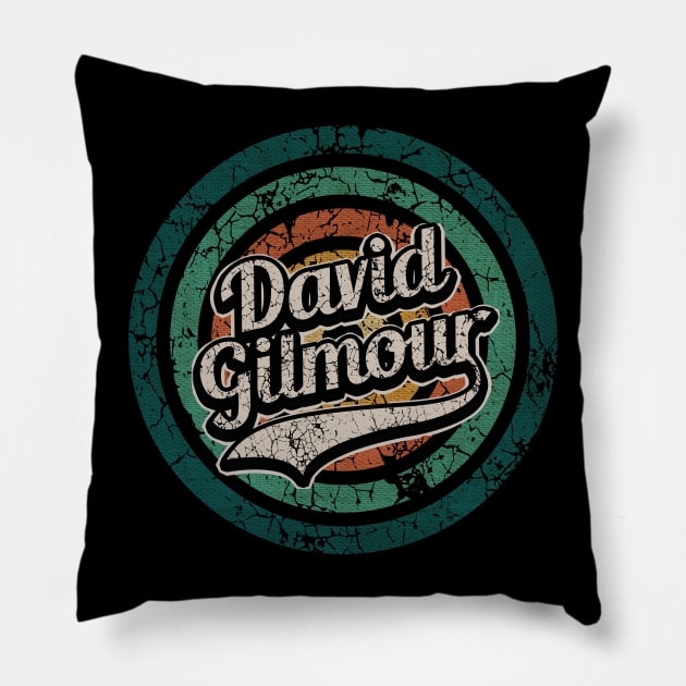 David Gilmour // Retro Circle Crack Vintage Pillow by People Mask