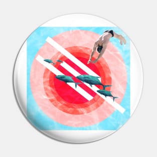 Swimming instructor surreal geometric Pin