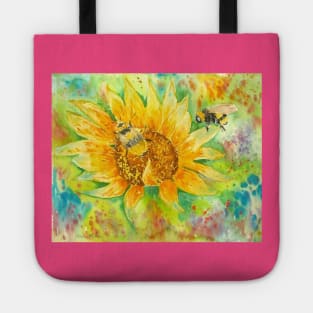 Bumble bees on a Sunflower Tote