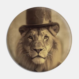 Vintage Lion in Suit and Hat Pin