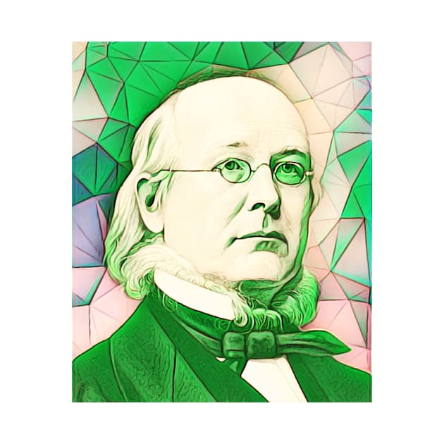 Horace Greeley Green Portrait | Horace Greeley Artwork 7 by JustLit