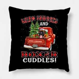 Warm Snuggles And Boxer Cuddles Ugly Christmas Sweater Pillow