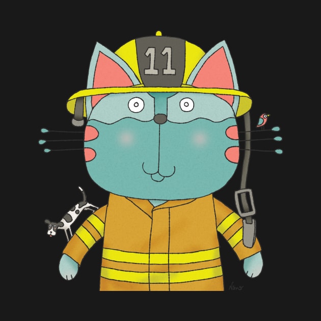 Cat Goof Firefighter number 11 by Ananamorph Art @PeculiarPeaks Nana Totem Wolfe