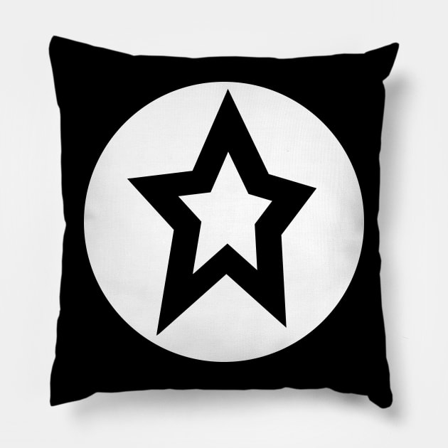 White Star White Circle Graphic Pillow by ellenhenryart